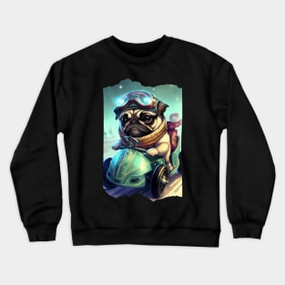 Cyberpunk Pug Super Kart Racing Crewneck Sweatshirt